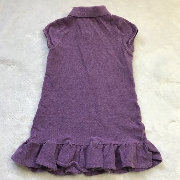 Ralph Lauren Purple Polo Dress Girls Size 2T 100% Pique Cotton Ruffled Hem - Picture 6 of 9